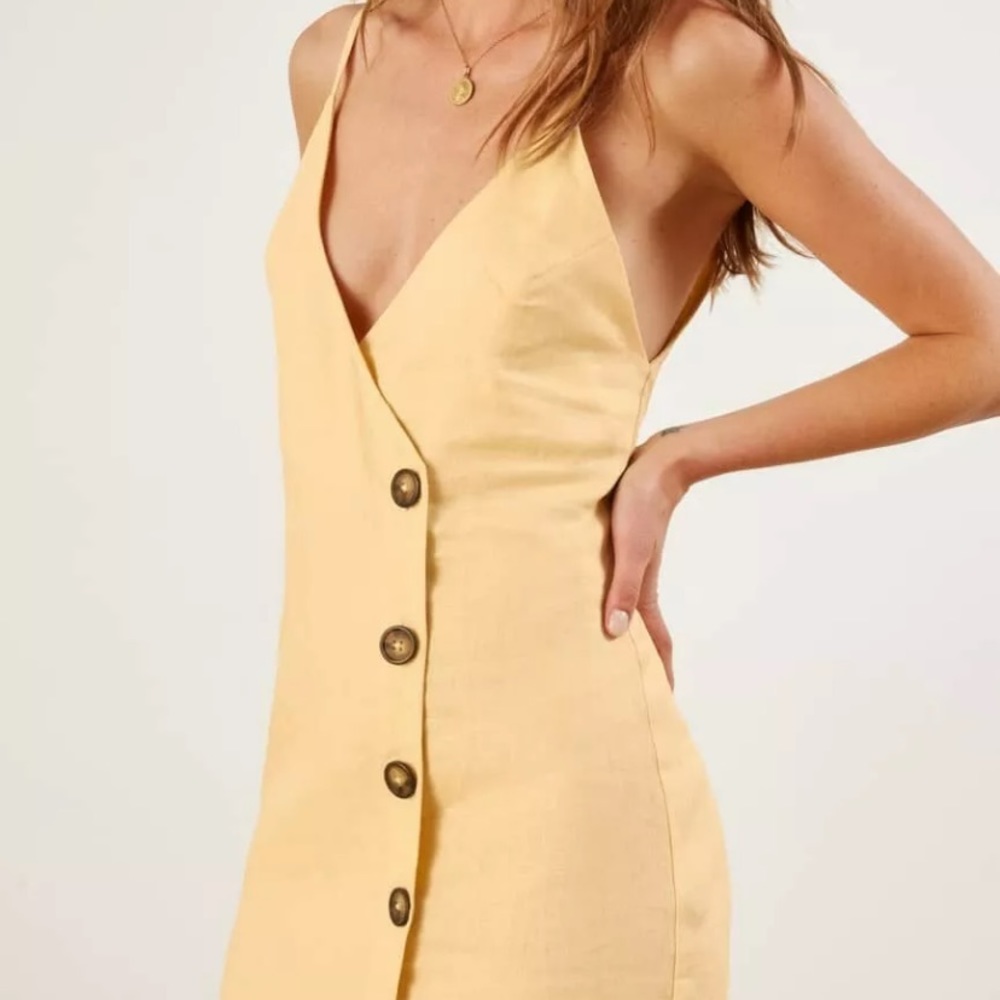 Reformation Yellow Linen Dress XS Small NEW NWT - Picture 3 of 8
